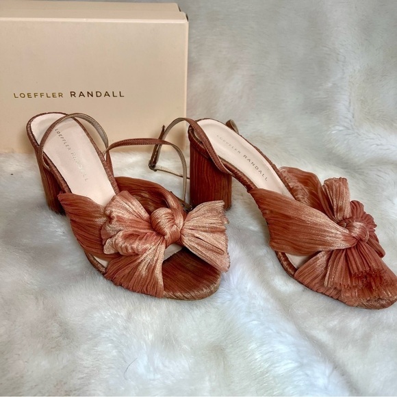 Loeffler Randall light pink sling back shoes camellia sandals chunky heels - Picture 5 of 13